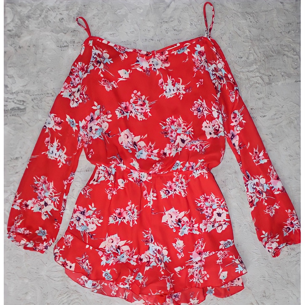 Altar’d State Orange Floral Romper